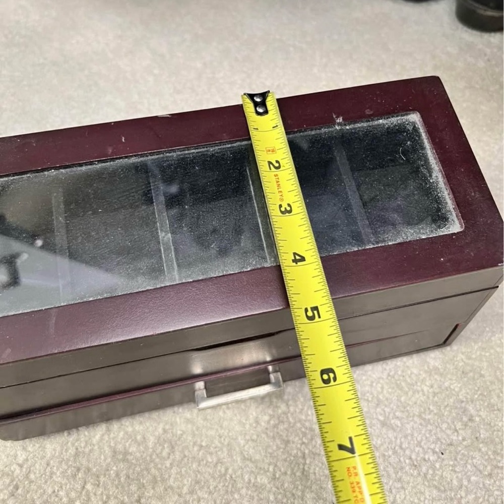 Cherry 5 Watches Wooden Jewelry Box with Glass Top and Draw GUC ❤️ - Picture 6 of 6